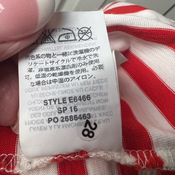 J CREW Boatneck Tee Long Sleeves Red White Stripe Cotton Small - Picture 10 of 10